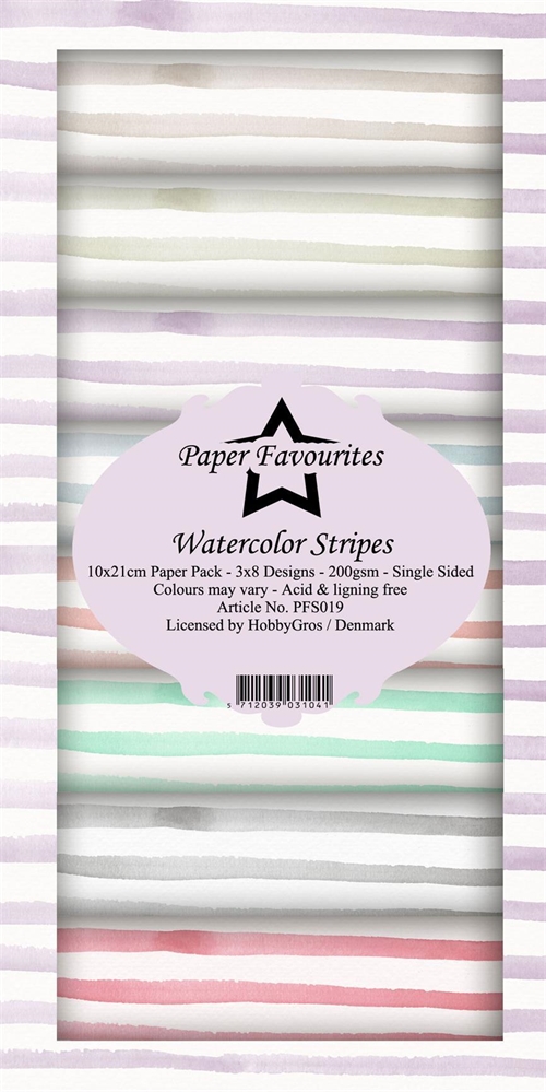 Paper Favourites slim card Watercolor stripes 3x8 design 10x21cm 200g